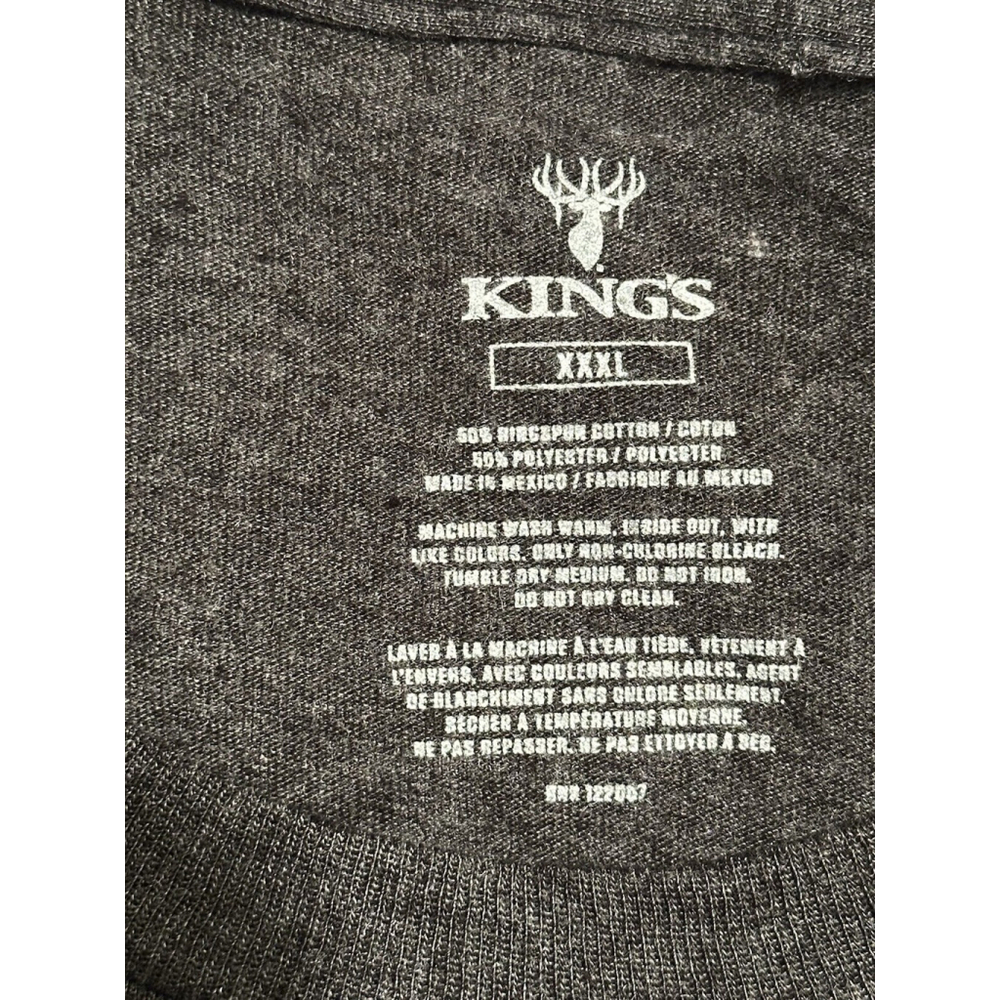 KINGS Mens T-Shirt Gray XXXL / 3X Mountain Goat Skull Horns Ram Short Sleeves - Picture 12 of 14
